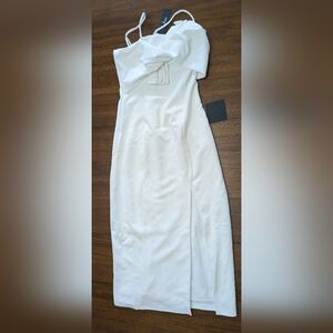 New Women's White Lined Sgagetti Dress CD3395 Sz X-Small